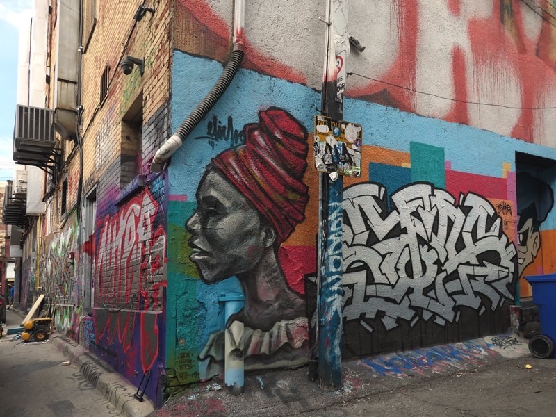Colorful downtown street mural